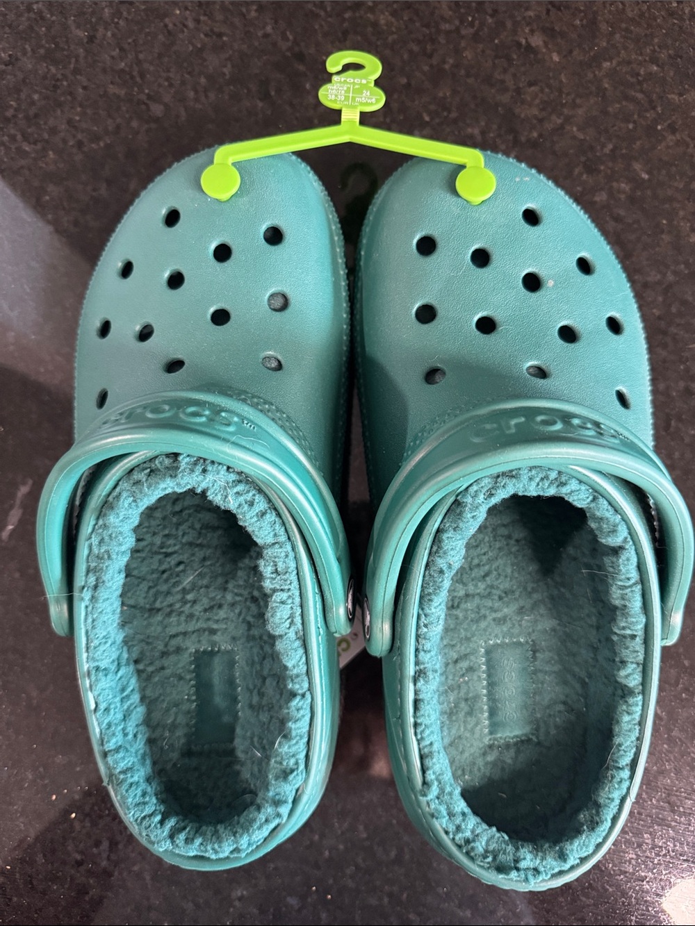CROCS Women’s  Green Fuzz-Lined Clogs
